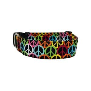 1.5” Dog Collar - Rainbow Peace